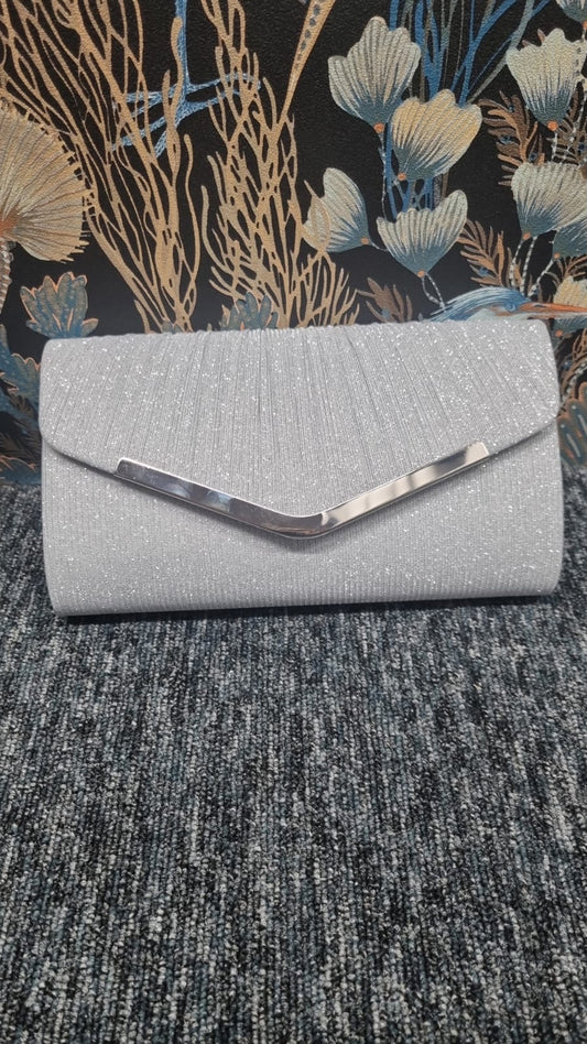 Silver glitter clutch